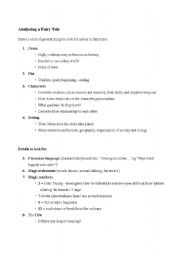 English Worksheet: analyzing fairy tale