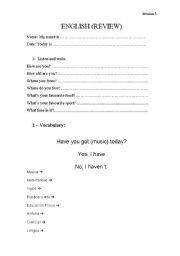 English Worksheet: Review 