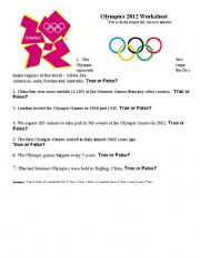 English Worksheet: Olympics 2012 Quiz