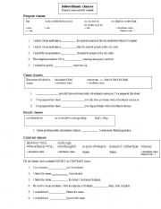 English Worksheet: Subordinate Clauses & Connectors