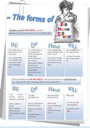 English Worksheet: The forms of the verbs BE, HAVE, DO, WILL
