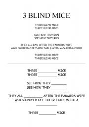 English worksheet: Three Blind Mice