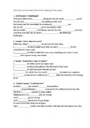 English Worksheet: Past Simple Fill in songs