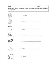 English worksheet: Fruits Worksheet