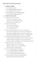 English Worksheet: English Exercises for Present Continuous Tense