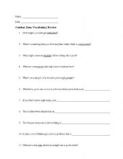 English worksheet: Combat Zone Vocabulary Review