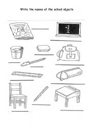 School objects names - ESL worksheet by byronche
