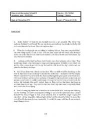 English Worksheet: An end of term test nb 1