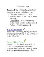 English Worksheet: writing center tools