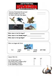 English Worksheet: How to Train your Dragon -movie trailer worksheet-