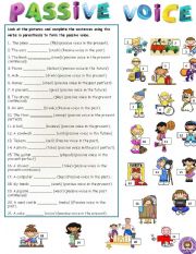 English Worksheet: PASSIVE VOICE (DIFFERENT TENSES)