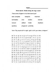 English worksheet: Long a Word Search