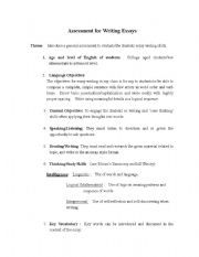 English Worksheet: Assessment/Evaluation/Grading Tool for Writing