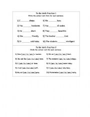 English Worksheet: to be practice