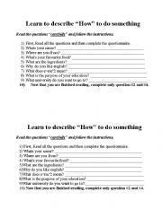 English worksheet: Following Instructions