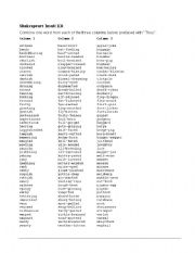 English Worksheet: Shakespeare Insult Kit