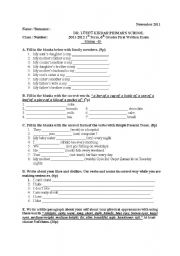 English Worksheet: 6th grades exam