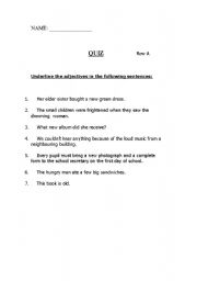 English Worksheet: Identifying Adjectives