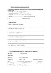English Worksheet: Present Continuous and Present Simple