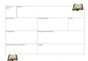 English worksheet: Chapter Tracking sheet for novel or book study