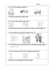 English Worksheet: First Thanksgiving