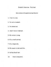 English worksheet: Test for grade 9 Vietnam