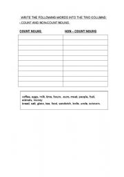 English Worksheet: Count and Non-Count