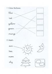 English worksheet: Colour the boxes