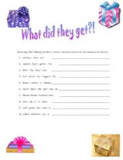 English Worksheet: What did they get?