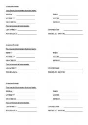 English worksheet: Scrambled musicial instruments