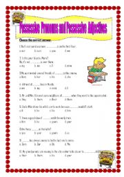 English Worksheet: posesssive pronoun and  posesssive adjective