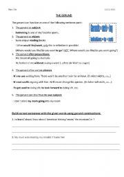 English worksheet: Gerund worksheet