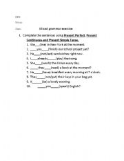 English worksheet: mixed grammar exercise