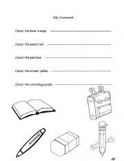 English Worksheet: Schoolbag items