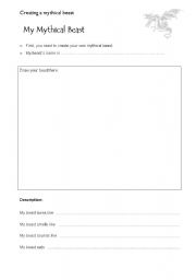 English worksheet: Mythical Beast Student Planning Sheet