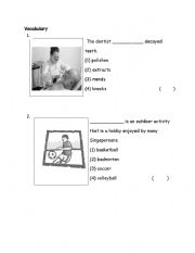 English Worksheet: Vocabulary for grade 1