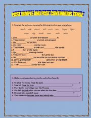 English Worksheet: past simple and past continuous tense 