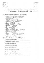 English worksheet: 12. sınıflar quiz