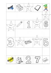 English Worksheet: numbers,colours and school objects