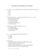 English Worksheet: a mixed test for intermediate students (vocabulary - complete dialogue)