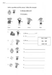 English Worksheet: possessive 