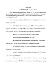 English Worksheet: The Whistle: Story and Literature Study
