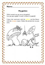English Worksheet: My garden