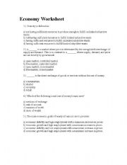 English worksheet: Economy worksheet