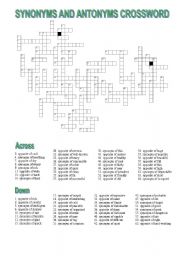 CROSSWORD: SYNONYMS AND ANTONYMS OF ADJECTIVES