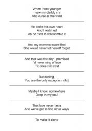 English Worksheet: You are the only exception