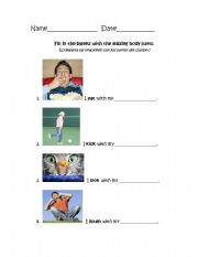 English Worksheet: Body Parts Fill in the Blank