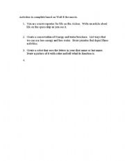 English Worksheet: wall-e worksheet