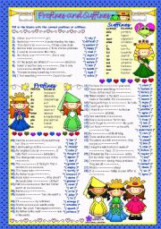 English Worksheet: WORD FORMATION - 3***PREFIXES&SUFFIXES*** (B&W+KEY included)
