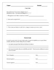 English worksheet: Goal Setting Form